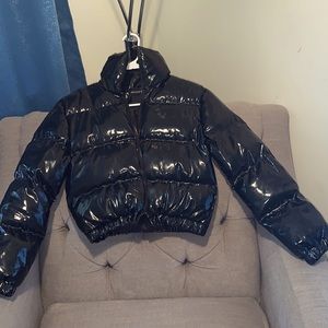 Jet black bubble coat